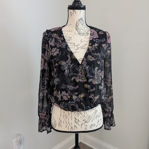 Floral Black and Purple Women's Top